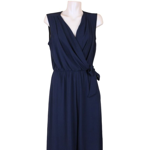 Eclipse Faux Wrap Jumpsuit Sash Waist Lined Small Black Sleeveless Formal D153 - Picture 2 of 9